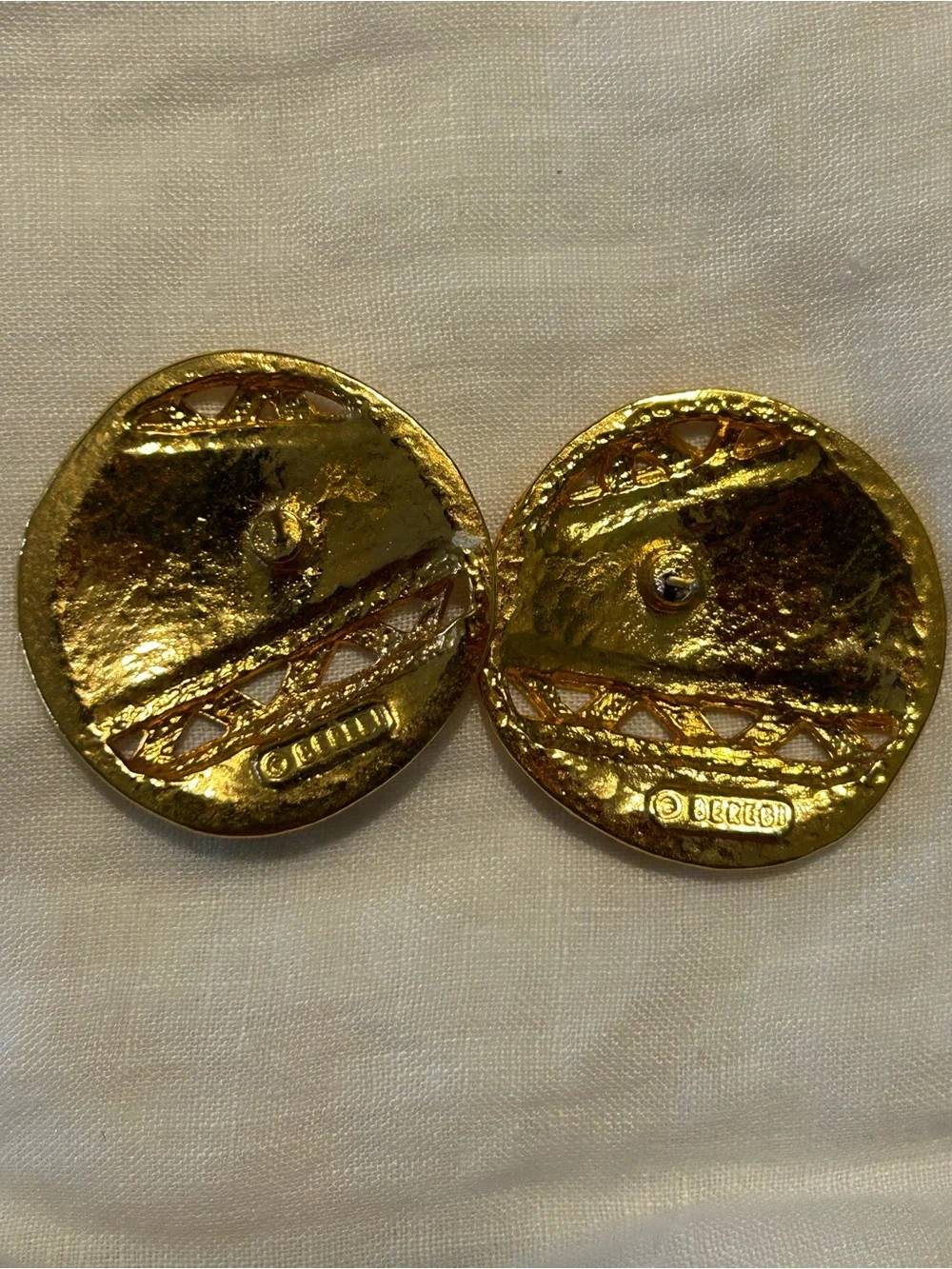 Vintage Bernie -Inspired Gold Multicolor Enamel Round Earrings